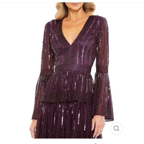 Mac Duggal Purple Long Sleeve Dress - Picture 5 of 15